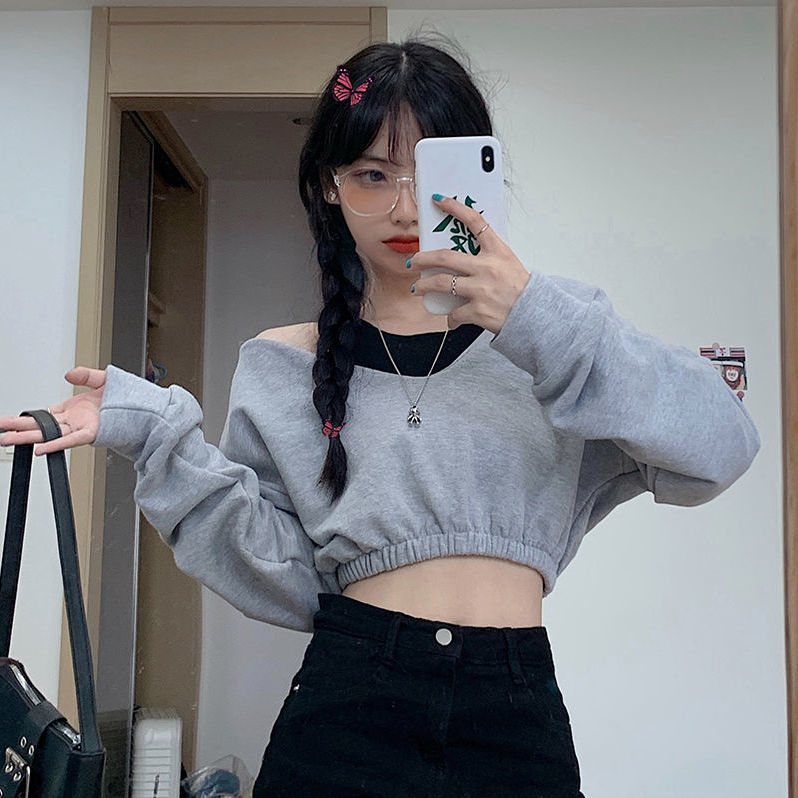 Áo Len Dài Tay Cổ Chữ V Trễ Vai Quyến Rũ Cho Nữ