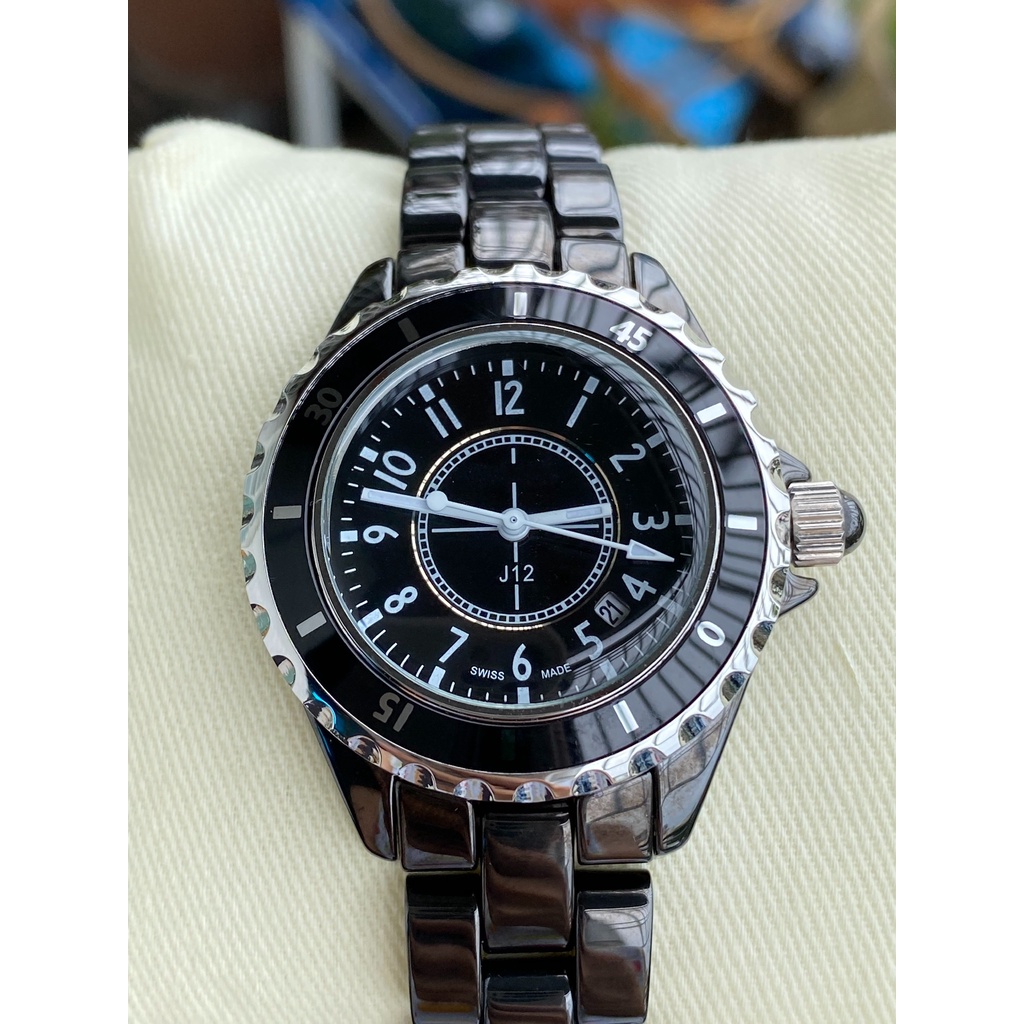 ĐỒNG HỒ NỮ UNISEX DÂY ĐÁ CERAMIC - MÀU ĐEN/TRẮNG - VỎ SILVER - SIZE 34MM VÀ 40MM