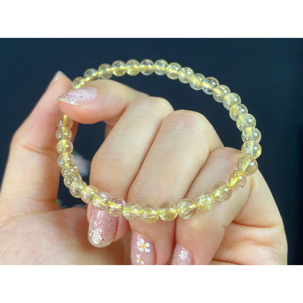 VT189 Vòng tay đá tóc vàng hạt 5mm