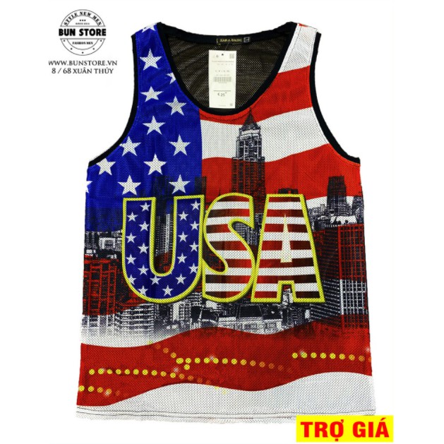 Áo ba lỗ nam vải lưới, hình in 3D đặc sắc trẻ trung size 58KG-80KG