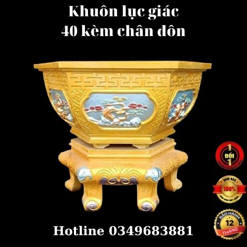 Khuôn đúc chậu cảnh lục giác 40 sen + tùng kèm chân đôn, Dùng làm chậu cây cảnh bonsai mới 100% nhưa ABS cao cấp