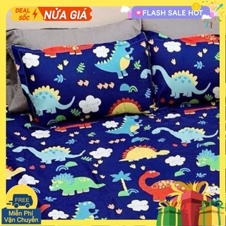 Vỏ gối nằm Vải cotton poly,nhiều mẫu,khủng long xanh