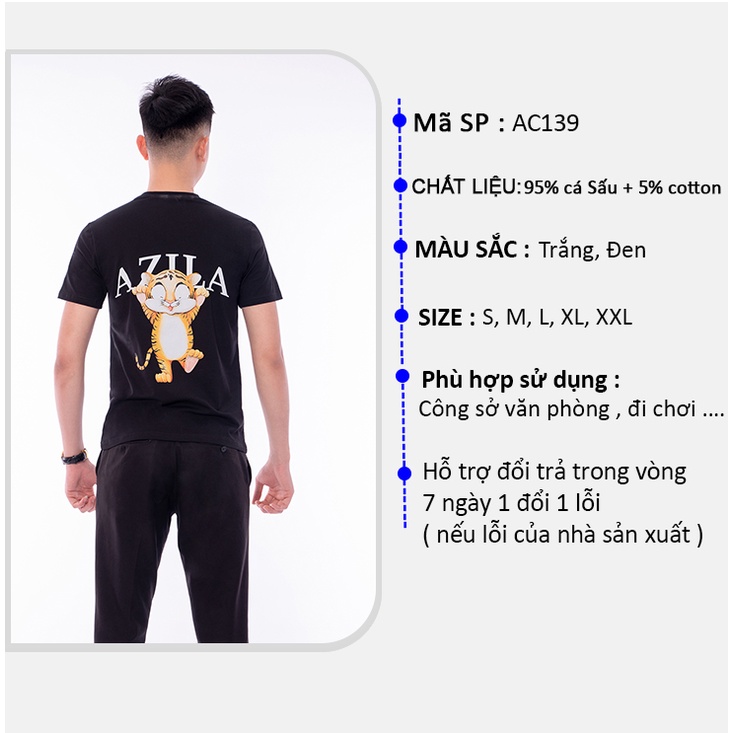 Áo Thun Nam In Hình Sư Tử Chất Liệu Cotton 100% Co Dãn 4C Thoáng Mát - AC139