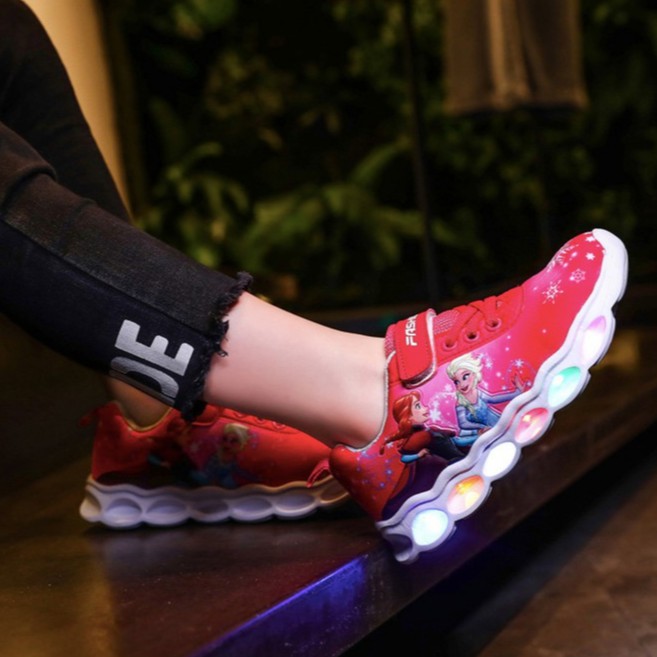 Giày thể thao Elsa bé gái siêu nhẹ có đèn Led từ 2 - 8 tuổi