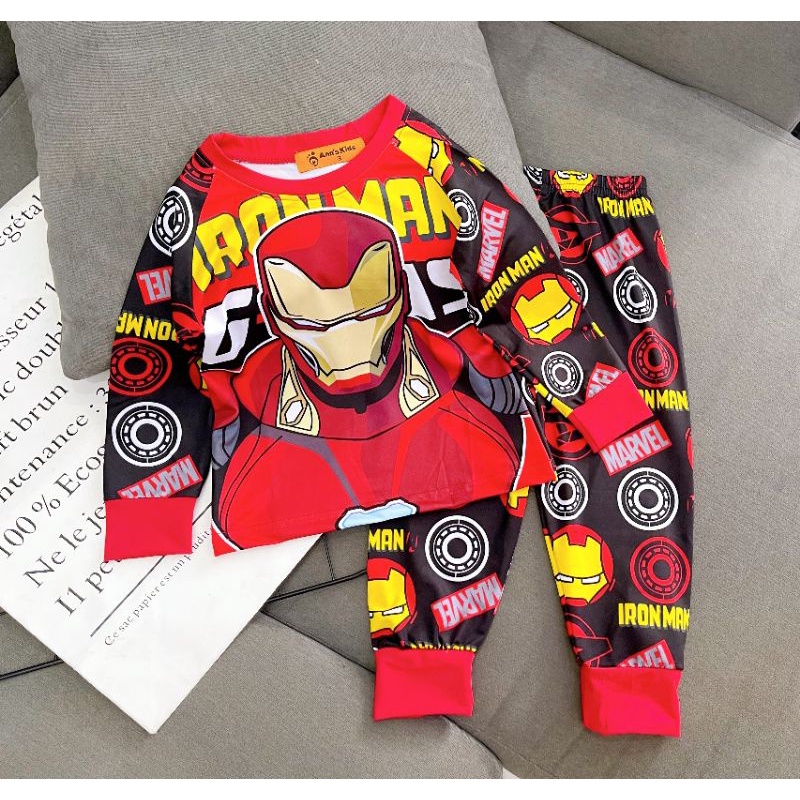 Bộ dài tay thun lạnh in 3D siêu ngầu cho bé trai , quần áo bé trai