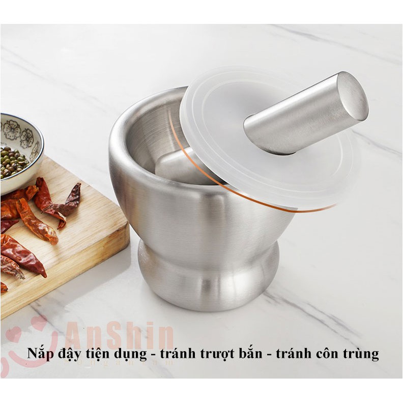 Cối chày Inox 304 size lớn - hàng chính hãng AnShin cao cấp