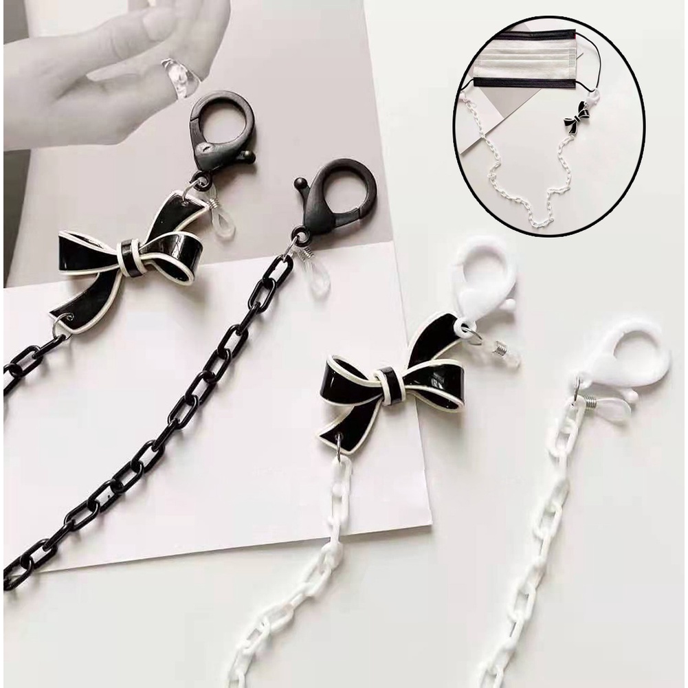 Dây Đeo Kính Mát Bằng Acrylic Màu Trắng Đen Cho Nữ Màu Sắc