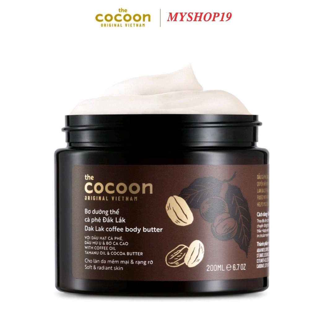 Bơ Dưỡng Thể Cà Phê Đắk Lắk Cocoon 200ml