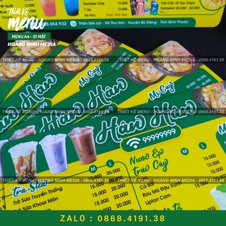 Menu Chống Thấm Nước - A4