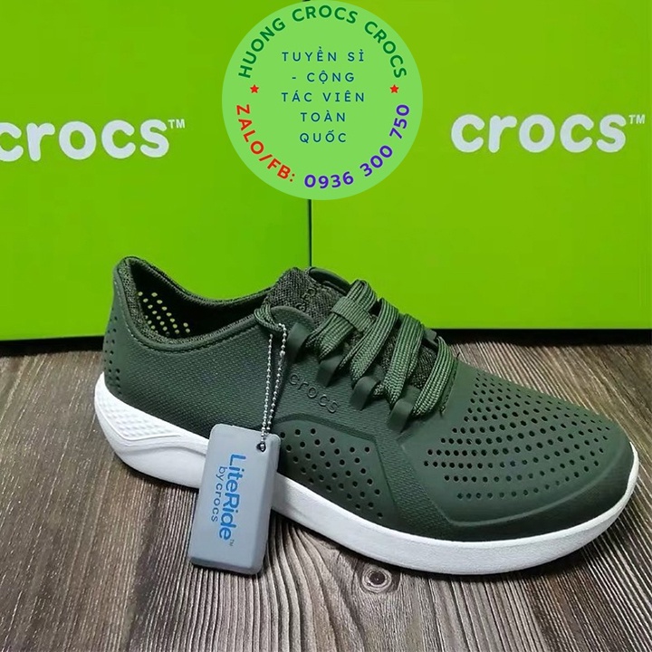 GIÀY NHỰA CROCS LITERIDE PACER CHO NAM MÀU XANH RÊU FULL BOX
