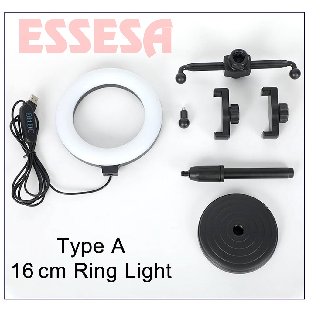 Đèn livestream để bàn có 2 kẹp điện thoại