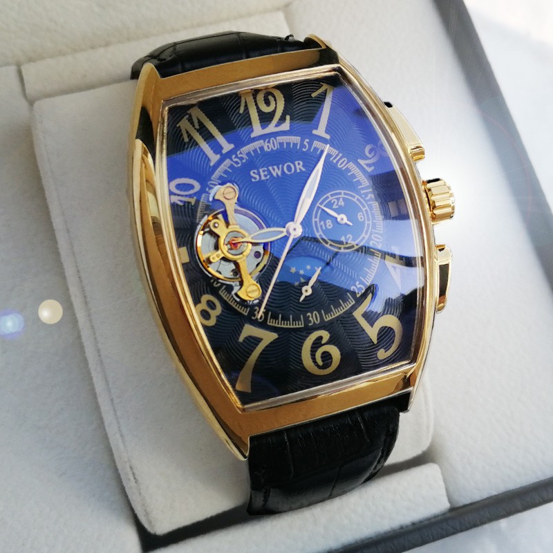 Đồng Hồ Cơ Nam Automatic Chính Hãng SEWOR Dây Da Mặt Vuông Sang Trọng Đẳng Cấp | BigBuy360 - bigbuy360.vn