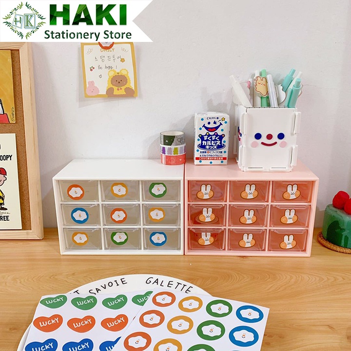 Sticker cute dễ thương HAKI, hình dán cute 2 miếng sticker trang trí sổ vở giá rẻ ST34