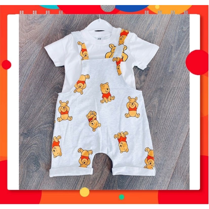 Bộ yếm cộc Gấu POOH HM bé trai 1-5 tuổi Hàng quảng Châu xuất khẩu