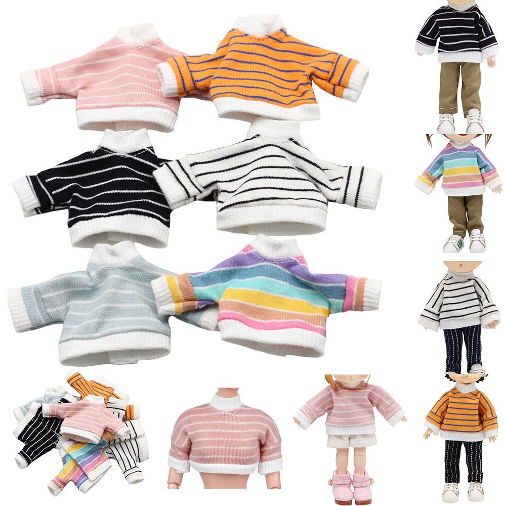 Áo sweater mini kẻ sọc cho búp bê OB11 1/12 DIY