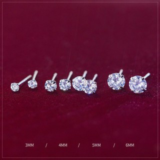 Bông tai bạc H.A.S đính một viên đá Cz 4 chấu Size 2mm-3mm-4mm-5mm-6mm - HBT134