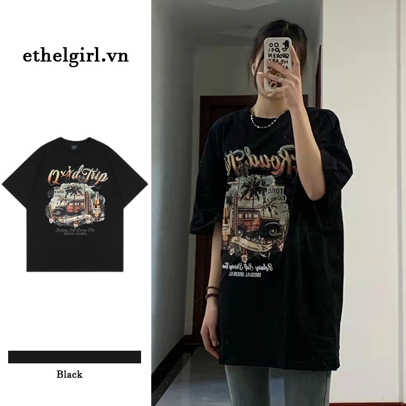 Áo Thun Tay Ngắn Dáng Rộng In Họa Tiết Thời Trang Hàn Quốc Xinh Xắn Cho Nữ