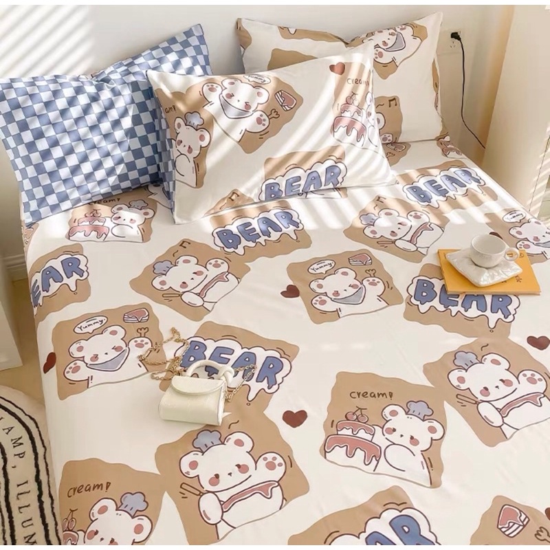 Bộ Ga Gối ❤️ ga gối cotton 100% họa tiết hoa nhí vintage phong cách Hàn Quốc đủ size đệm nhập khẩu chính hãng