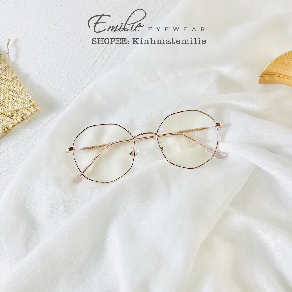 Kính gọng mảnh tròn đa giác nam nữ Emilie eyewear chất liệu kim loại phụ kiện thời trang 2979
