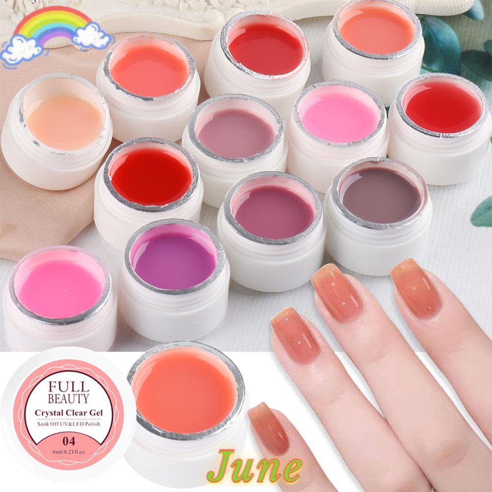 JUNE Varnish Ice Translucent Gel Semi Permanent|Pink Color Nail Gel Manicure Nails Art Gel For Baking UV Led Nail Polish