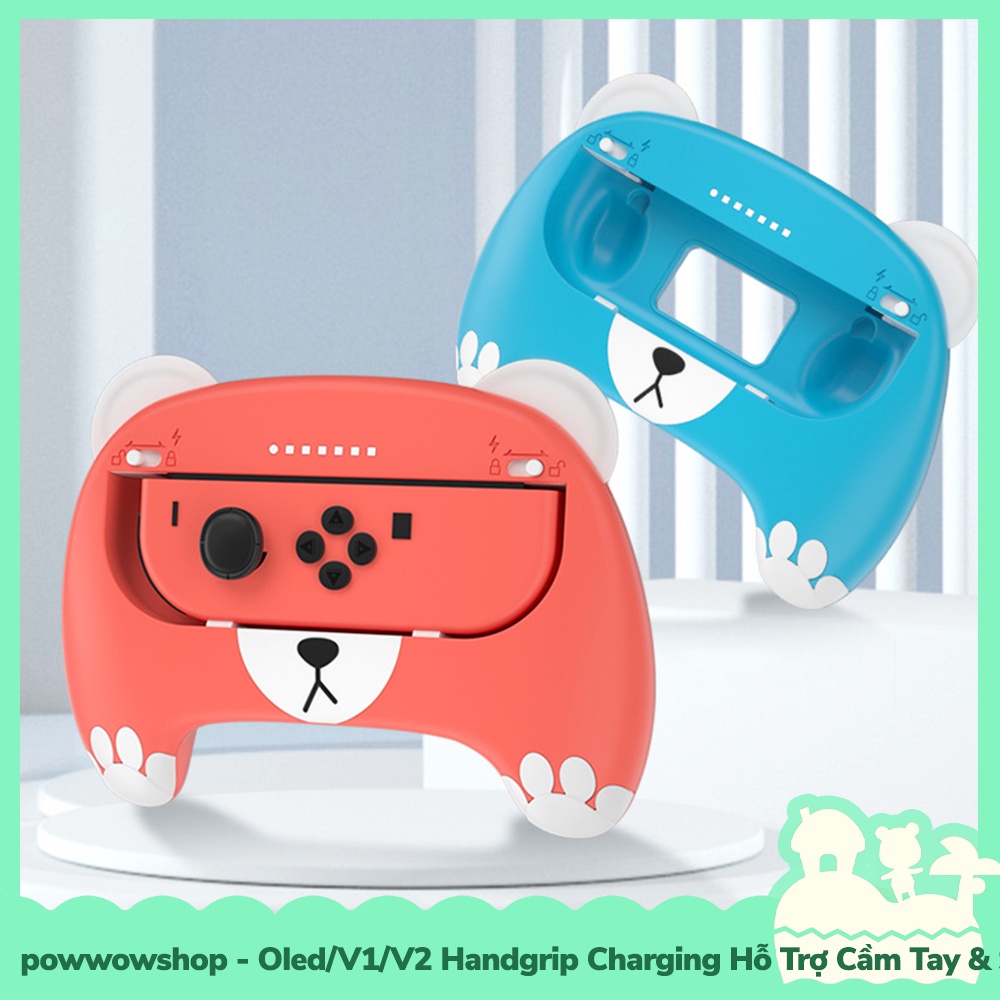 [Sẵn VN - Hỏa Tốc] Oled/V1/V2 Handgrip Charging Hỗ Trợ Cầm Tay &amp; Sạc Cho Joycon Nintendo Switch Dog Face