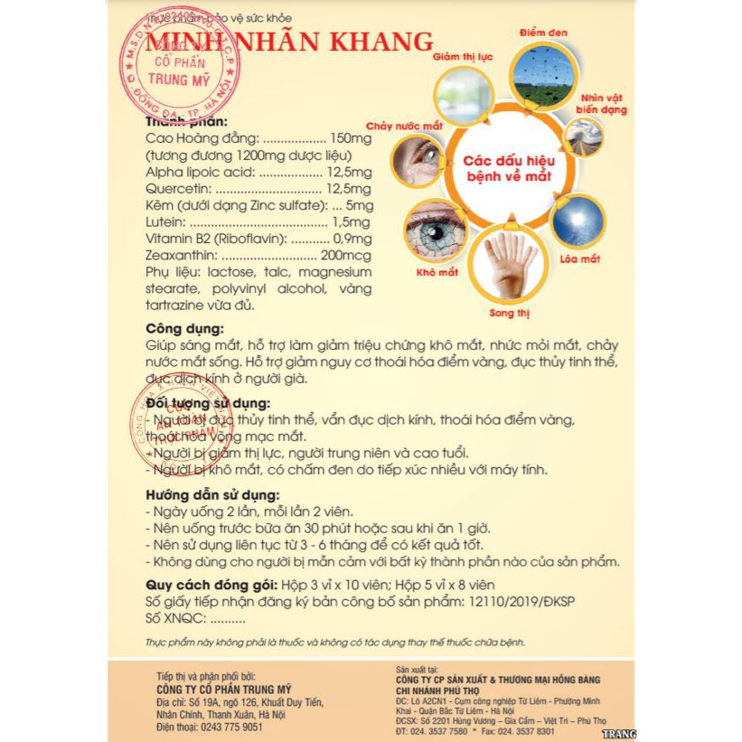 Minh Nhãn Khang Hộp 180 Viên - TẶNG NGAY 1 HỘP 30 VIÊN