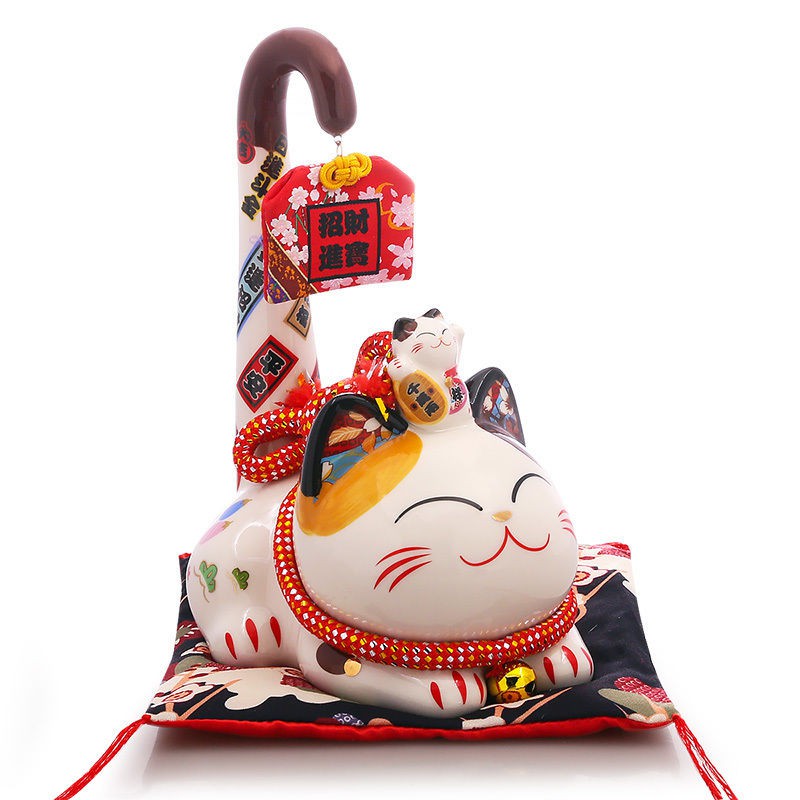 Ji Maotang Lucky Cat đồ trang trí khai trương gốm sứ Longtail shop tính tiền nha phòng khách tiết kiệm heo đất