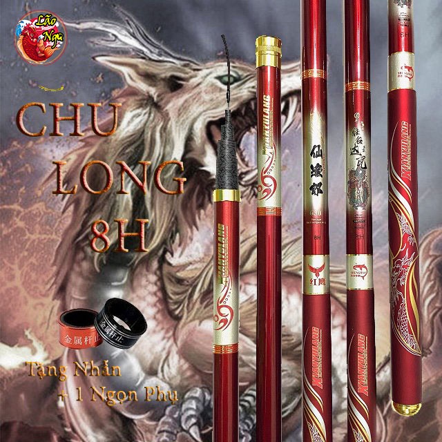 Cần Câu Tay CHU LONG Siêu Phẩm Câu Đài Chất Liệu Cacbon Hoa Văn Mình Rồng Quấn Quanh