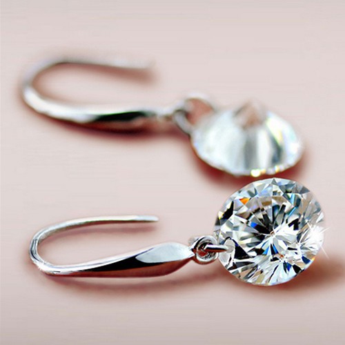 Bông tai mạ bạc đính đá sang trọng cho nữ