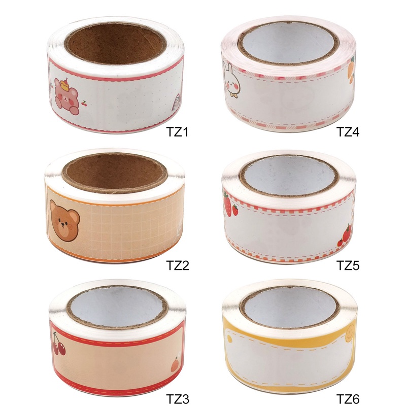 Cuộn 120 Nhãn Dán Ghi Tên Hình Trái Cây Gấu Hoạt Hình Dễ Thương