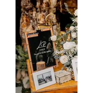 Hộp Thả Gỗ Nền Gỗ Dáng Hình Chữ Nhật Size 100,200 Tim Ký Tên| Thao Wedding Guestbook