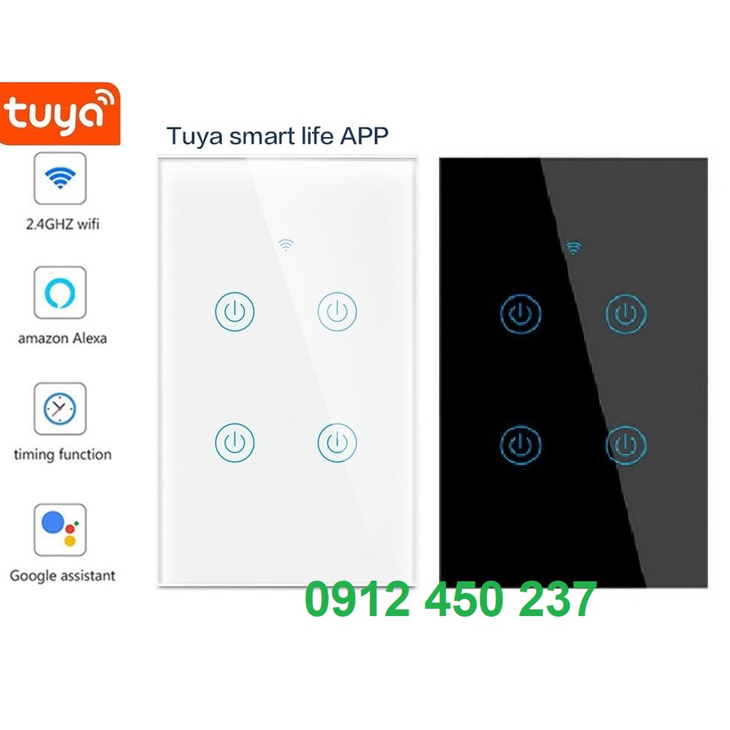 Công tắc thông minh wifi giá rẻ 4 nút Tuya HCN giá rẻ