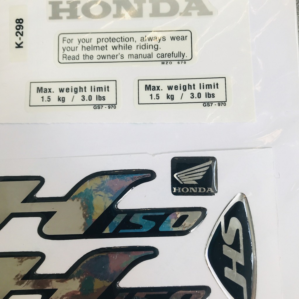 [GIÁ GỐC] Tem dán xe SH 150i ZIN (chữ+tem thông số xe)