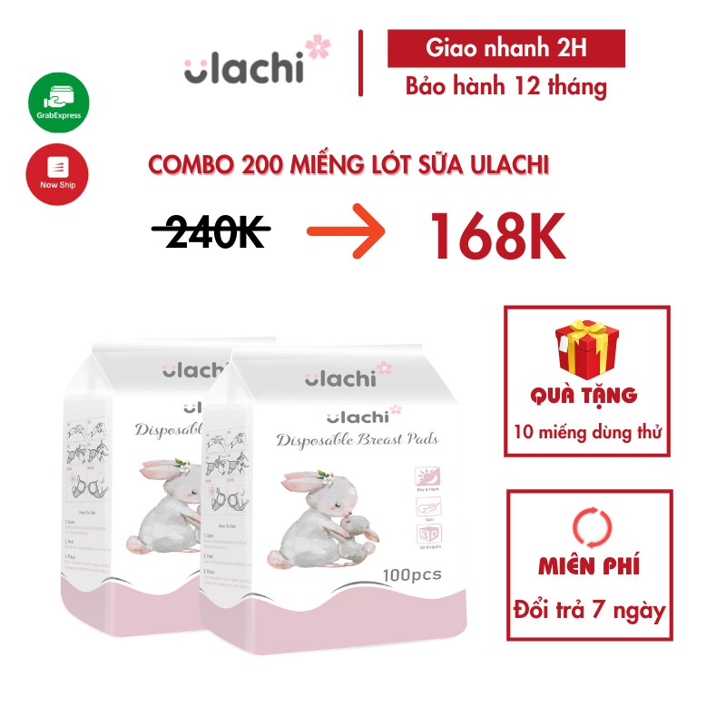 Miếng lót thấm sữa dùng 1 lần Ulachi siêu thấm - siêu dính cao cấp (Bịch 100 miếng và 30 miếng)