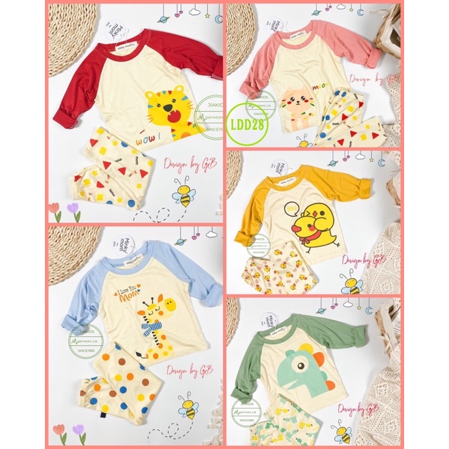 Bộ Tay Dài Quần Dài Minky Mom Thun Lạnh Hình Thú Mẫu Mơi Cho Bé Từ 8- 29kg