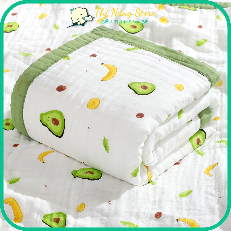 [LOẠI DÀY] Chăn xô cho bé, Khăn xô 6 lớp cotton cao cấp mềm mại, họa tiết nhiều hình xinh xắn, bo viền cho bé Thị Nắng