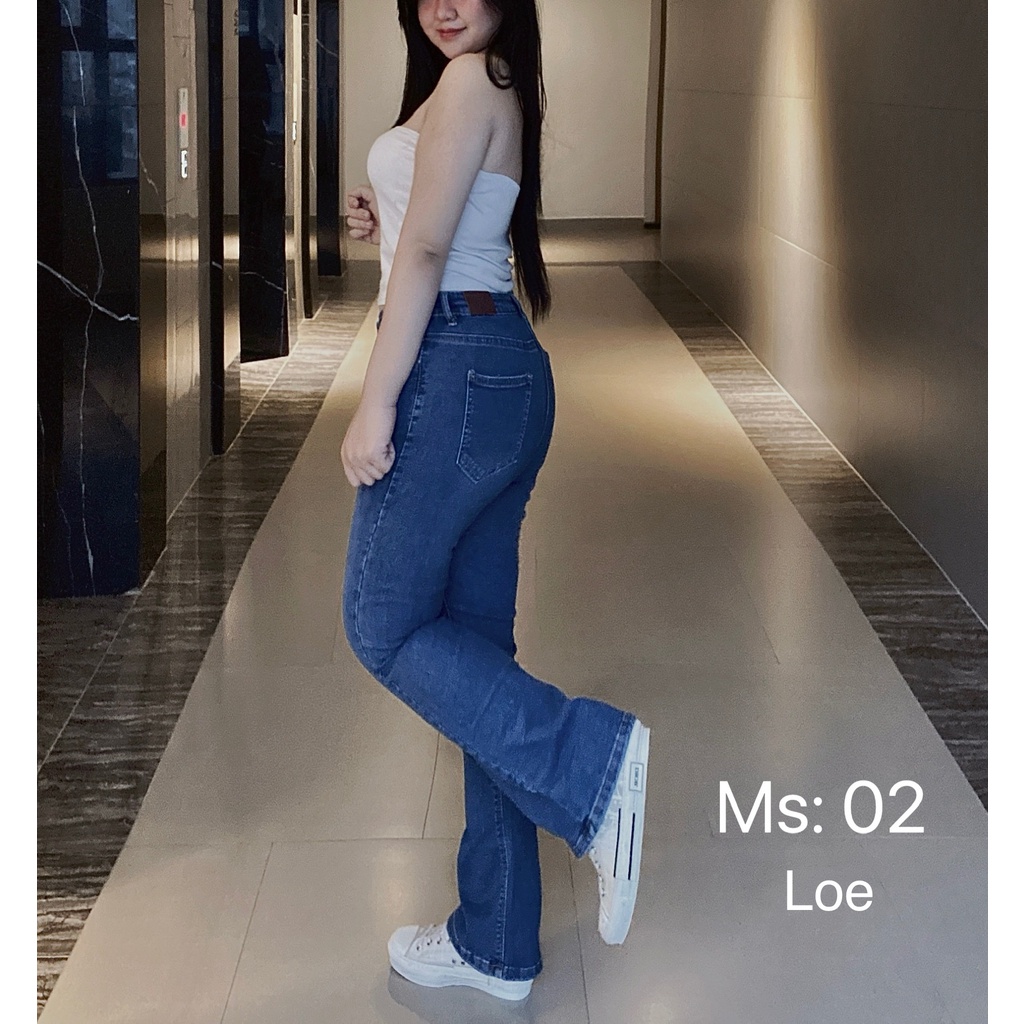 Quần jean nữ lưng cao ống loe co giãn big size từ 55-90kg G-JEANS ,ống bass nhẹ trơn cạp cao chất bò thoải mái dáng cao