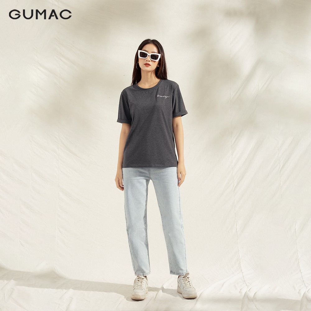 Áo thun nữ lai lật thêu GUMAC đủ màu, đủ size, thiết kế basic, năng động trẻ trung ATA1111 | BigBuy360 - bigbuy360.vn