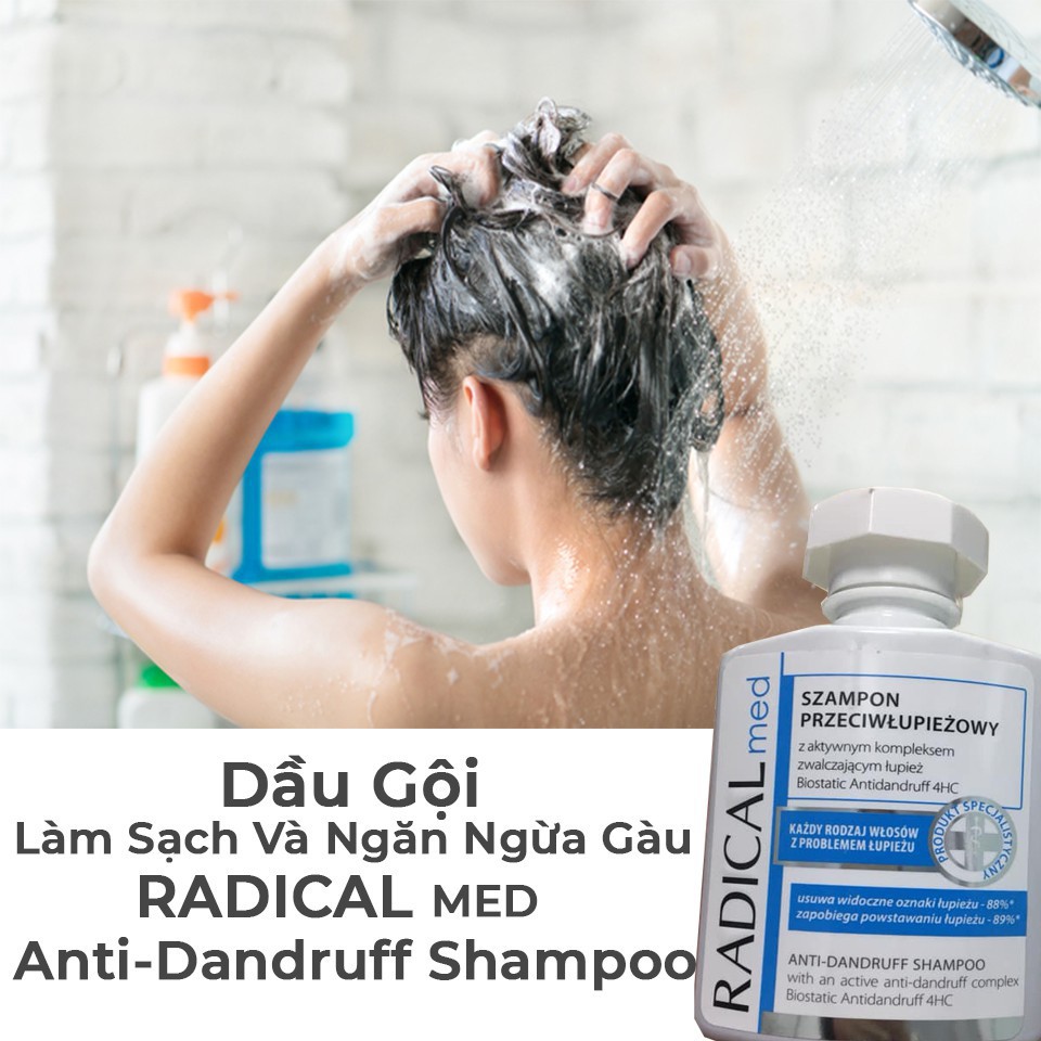 Dầu Gội Giảm Nấm Da Đầu Radical Med Xanh, Giảm Ngứa Da Đầu, Nuôi Dưỡng Tóc Giúp Tóc Khỏe, Bồng Bềnh 300ml