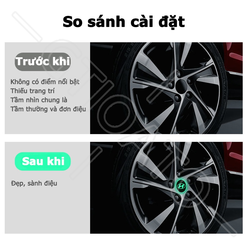 GTIOATO Ánh Sáng Ban Đêm Decal DáN Xe MiếNg DáN ChốNg NưỚC Ô Tô Bánh Xe Nắp Bình Xăng Nắp Máy Bát Cửa Cảnh Báo Nhãn Dán Xe Hơi Trang Trí Ô Tô Cho Hyundai Grand Starex Avante Accent I10 Santa Fe Kona Venue Tucson Sonata Ioniq Creta I20 SantaFe