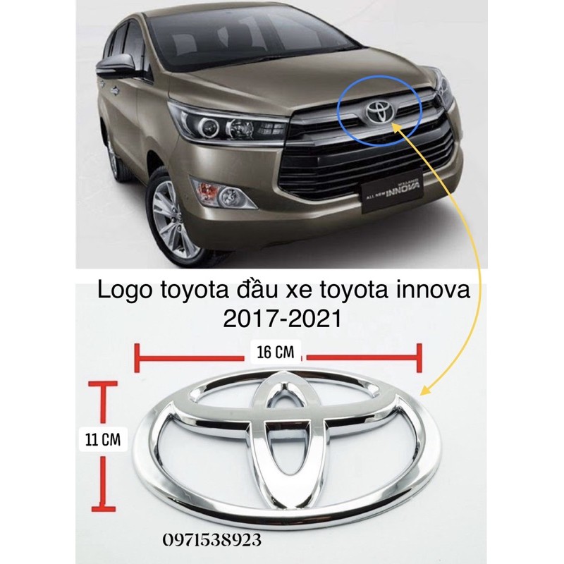 Logo TOYOTA trước đầu xe TOYOTA INNOVA 2017-2021 kích thước 17cm*11,4cm