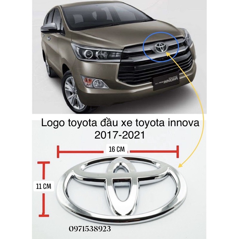 logo TOYOTA trước đầu xe TOYOTA INNOVA 2017-2021 kích thước 17cm*11,4cm