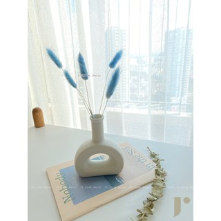 Set Bình Trắng nhỏ + cỏ đuôi thỏ