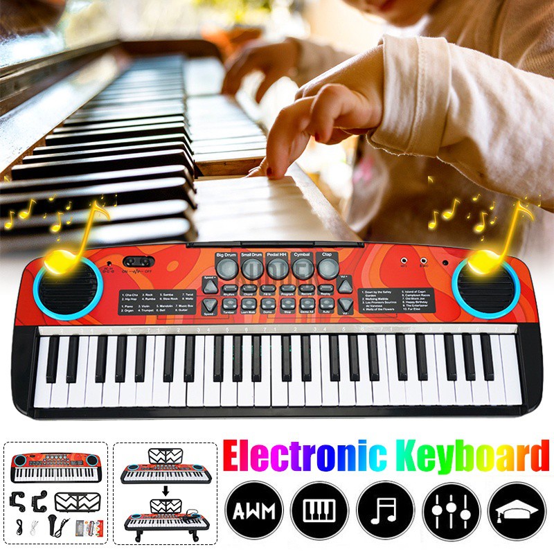 Digital Music Piano Keyboard 49 Key-Portable Electronic Musical Instrument w/Mic