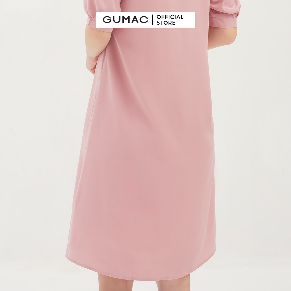 Đầm suông nữ phối bèo vai GUMAC thiết kế dễ thương, xinh xắn màu hồng DB308 | BigBuy360 - bigbuy360.vn