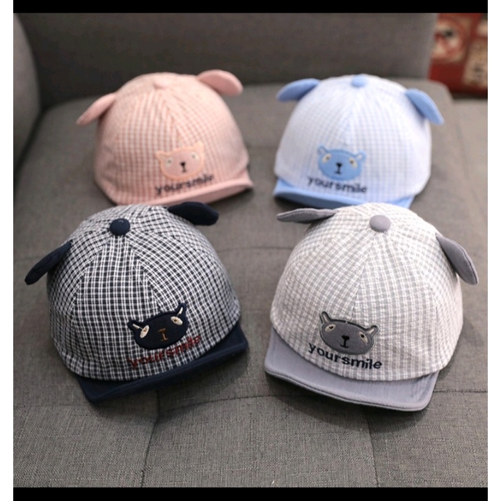 Mũ lưỡi trai kẻ sọc caro dễ thương thời trang cho bé