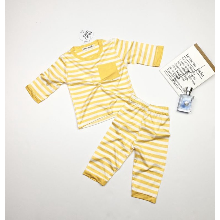 [Bé 7-32KG] BỘ TAY LỬNG QUẦN LỬNG KẺ SỌC THUN LẠNH DỆT MINKY MOM MỀM MỊN CHO BÉ