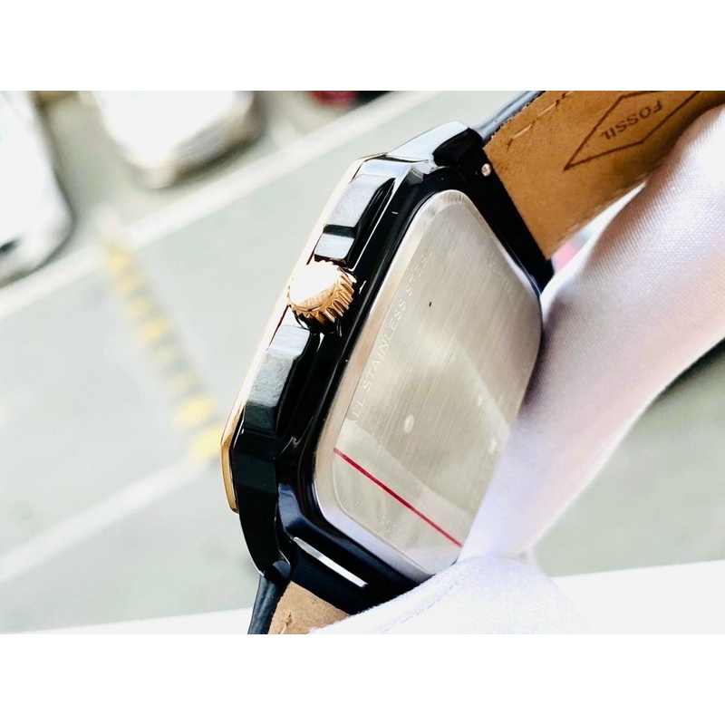 ĐỒNG HỒ DÂY DA NAM FOSSIL CHÍNH HÃNG MẶT VUÔNG BST MỚI TRẺ TRUNG NĂNG ĐỘNG MẶT ĐEN