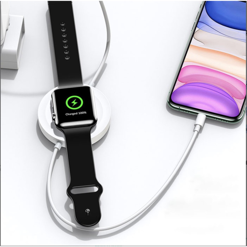 Lightning USAMS Đế sạc không dây 3in1 cho Iphone/Apple Watch/ Airpods tích hợp cáp sạc 