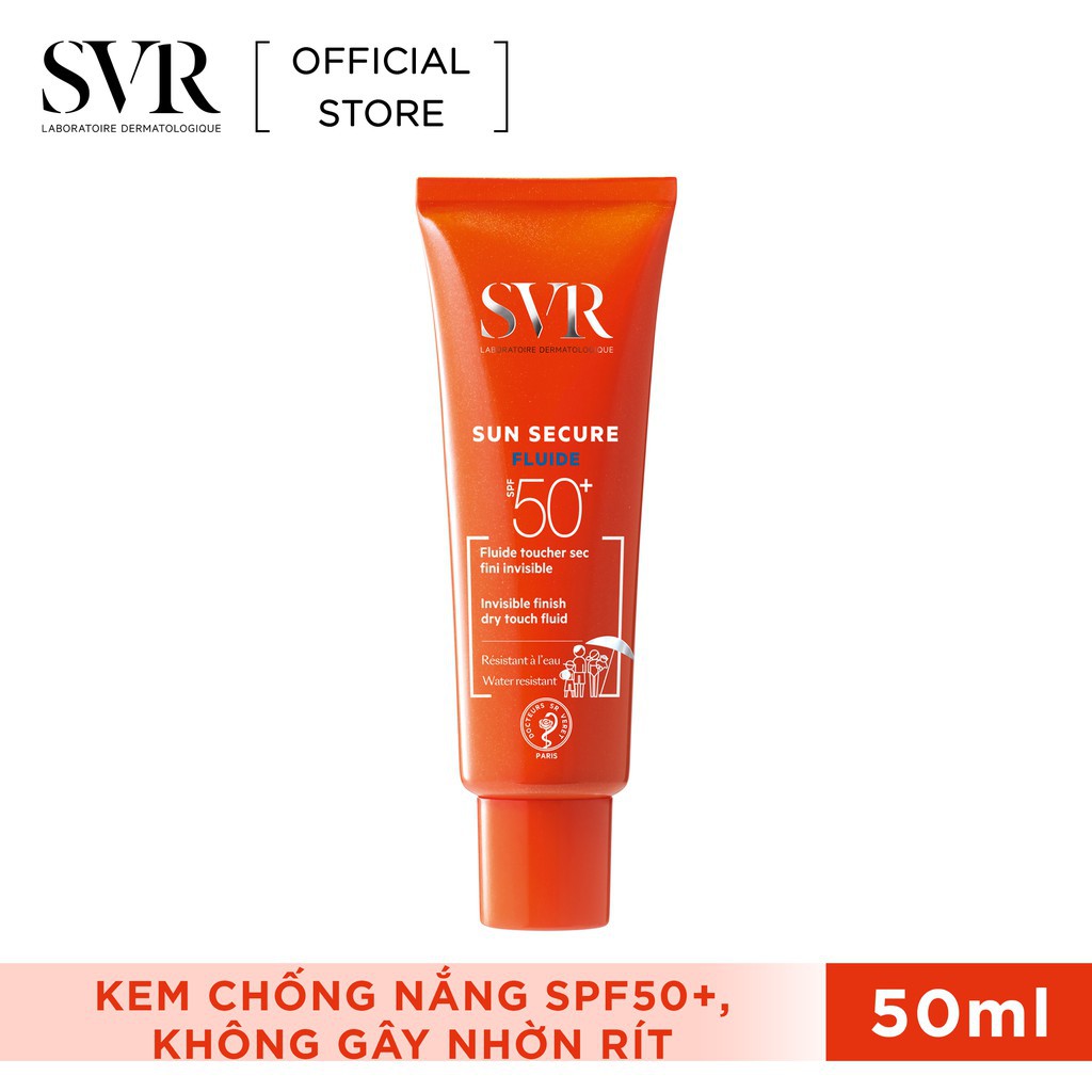 SVR Kem chống nắng SPF50 dạng lỏng, không nhờn dính SVR Sun Secure Fluide SPF50+ 50ml (Nhập khẩu chính hãng)